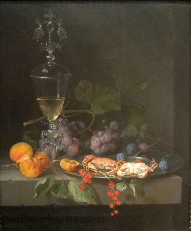 Abraham Mignon Still Life with Crabs on a Pewter Plate